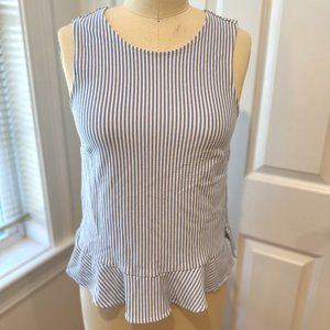 Ann Taylor Blue & White Striped Peplum Tank - Size S